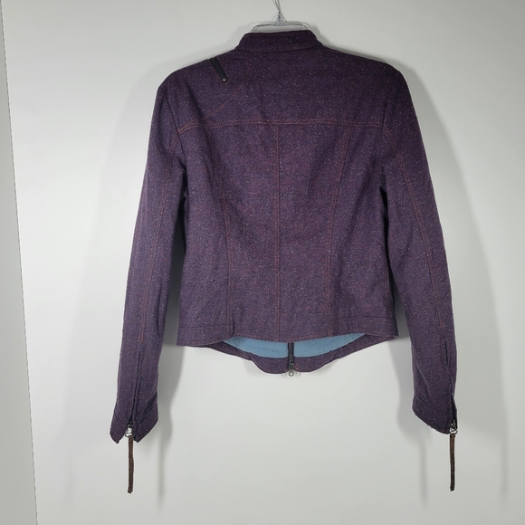 KRIZIA JEANS Purple Speckled Wool Full Zip Blazer Jacket Pockets Women Size 10 - Picture 4 of 5